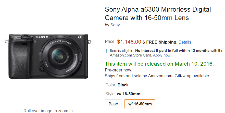 Sony A6300 pre-order