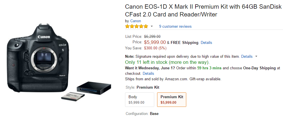 Canon eos-1d x mark ii in stock