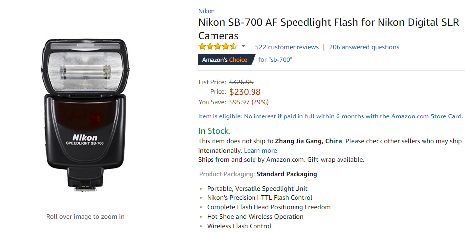 Nikon SB-700 AF Speedlight deal