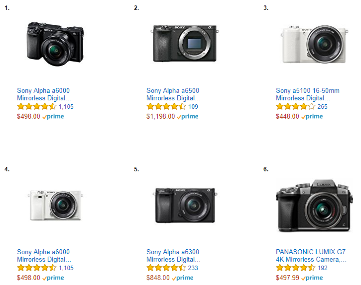 top6 selling cameras